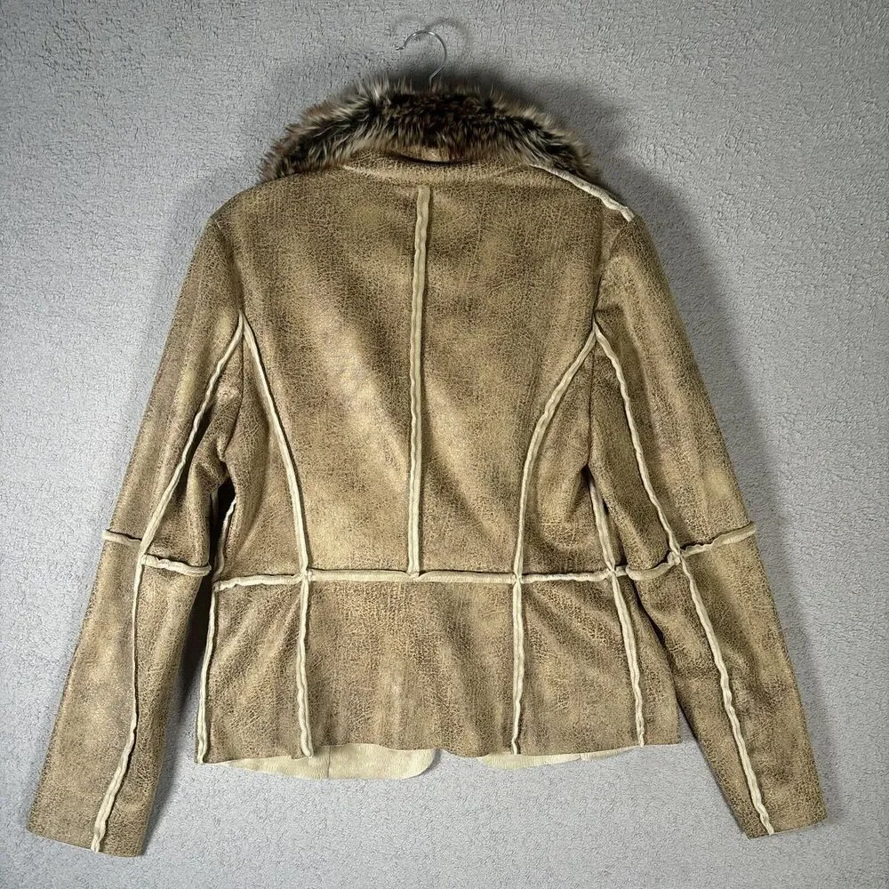 Bernardo‎ Collection Faux Fur Trimmed Women’s Jacket Size Large Fur Lined 70s